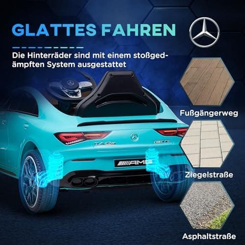 AIYAPLAY Kinder Elektroauto Mercedes-Benz AMG CLA 45 Hellblau 3-6 Jahreuellernmotorisiert Mit Musik Hupe Fernbedienung 2