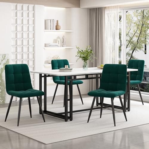 HAUSPROFI Modern Holzmöbel Esstisch Set für Küche Wohnzimmer Büro (Grün + Schwarz, Samt, 140x80x74cm)  
HAUSPROFI Rechte