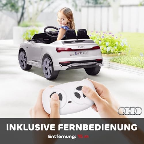 AIYAPLAY Kinder Elektroauto für 3-4 Jahrealte Kinder mit Fernbedienung & MP3 Musik, Weiß