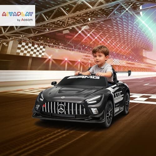 AIYAPLAY Kinder Elektroauto Mercedes-AMG Schwarz für 3-8 Jahre