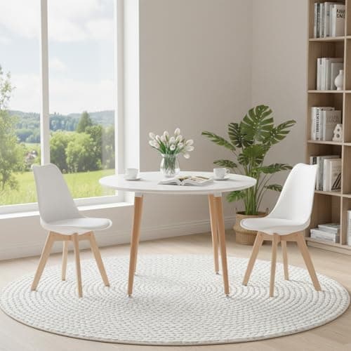 H.J WeDoo Skandinavisches Esszimmer Esstisch Set mit 4 Stühlen Eiscreme-Grün 100cm