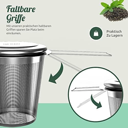 Teesieb für Losen Tee aus 304 Rostfreiem Edelstahl – Feinmaschig und Spülmaschinengeeignet – Farben: Silber, Rot – 2 Stü