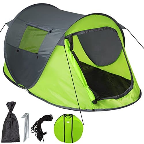 tectake® Wasserdichtes Pop Up Zelt für 2 Personen - kleines Packmaß - als Angelzelt und Windschutz am Strand