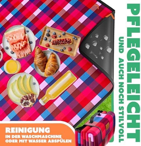 Kesser® Picknickdecke wärmeisoliert für 4-6 Personen - rot, faltbar mit Tragegriff und wasserdichter Unterseite