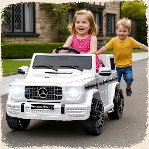 HAUSPROFI Kinder Elektroauto Mercedes AMG G63 Schwarz - Bluetooth, Musik und LED-Licht für 3+jährige Kinder