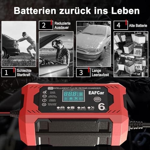 15A Autobatterie Ladegerät 12V Smart vollautomatisch für Auto LKW mit Temperaturkompensation