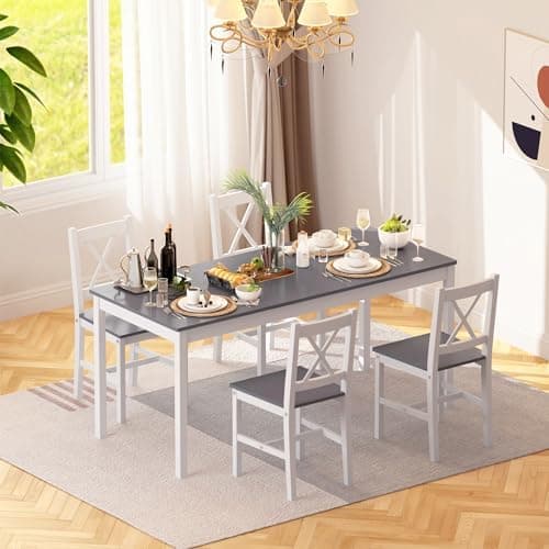SogesHome Essgruppe Holzwerkstoffe Esszimmer Möbel Set mit 4 Stühlen Schlichtes Design für Esszimmer
SogesHome MDF Essgr