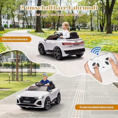 HAUSPROFI Elektro Kinderauto mit Bluetooth für Kinder 3-6 Jahre - Weiß | Sicherheitsgurt, Musik, Fernbedienung