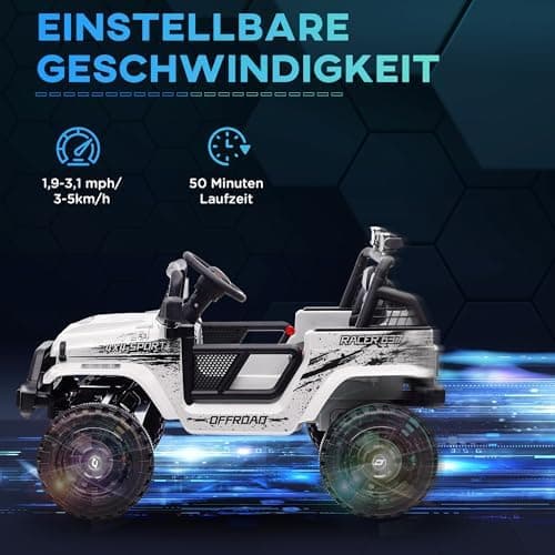 AIYAPLAY Kinder Elektroauto für 3-6 Jahrealte Kinder mit Fernbedienung, Musik, Scheinwerfer und Hupe, 12 V Stoßdämpfung,