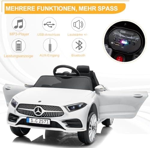 LEADZM Kinder Elektroauto Mercedes Benz CLS 350 - Elektrisch mit MP3, Hupe und LED-Leuchten (CLS Schwarz)