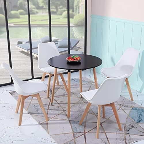 H.J WeDoo Skandinavisches Esszimmer Esstisch Set mit 4 Stühlen Eiscreme-Grün 100cm
