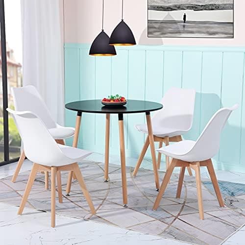 H.J WeDoo Skandinavisches Esszimmer Esstisch Set mit 4 Stühlen Eiscreme-Grün 100cm