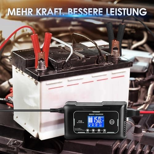 Autobatterie Ladegerät 12V/15A 24V/10A KFZ Ladegerät Lithium Batteriewartung Geeignet für Autos, Motorräder, Rasenmäher