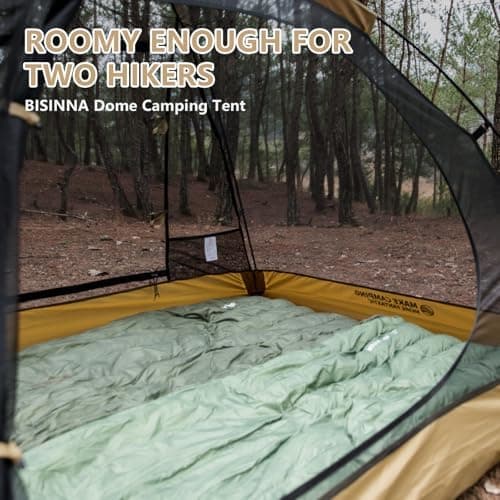 BISINNA 2-Personen-Trekkingzelt | Ultraleicht Wasserdicht & Winddicht | Ideal für Camping & Wandern, beeindruckender Bli