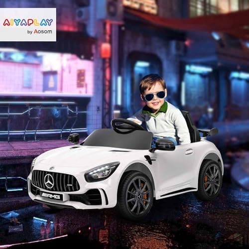 AIYAPLAY Kinder Elektroauto Schwarz für 3-6 Jahre mit 2,4G Fernbedienung und Musik