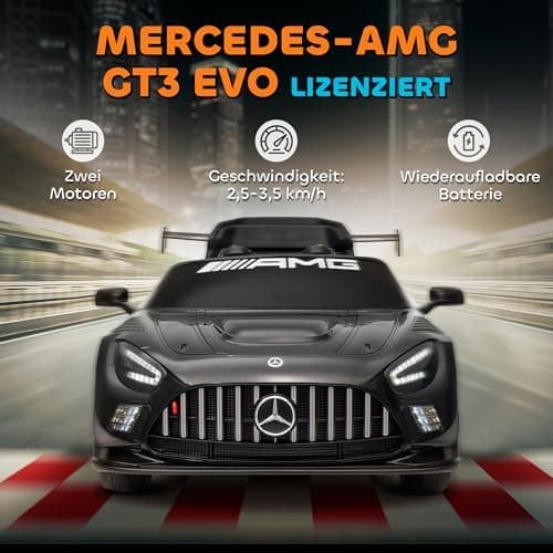 AIYAPLAY Kinder Elektroauto Mercedes-AMG Schwarz für 3-8 Jahre