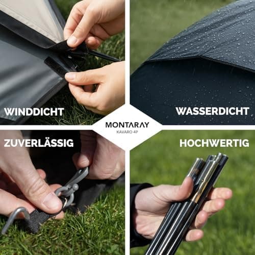 Zelt 2 oder 4 Personen Doppelwandiges Campingzelt mit Mückenschutz ideal für Camping & Festival leicht, faltbar inkl. Tr