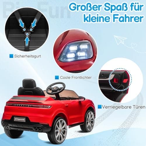 LALAHO Kinder Elektroauto 12V Schwarz mit MP3-Funktion und LED-Leuchten