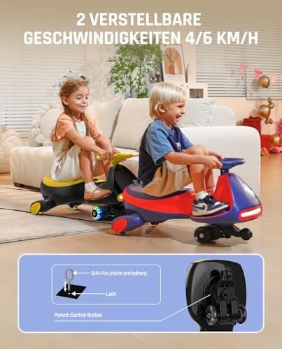 FanttikRide N7 Pro Kinder Elektroauto - Elektrisches Rutschauto für 3-7Jährige - Bluetooth, Pedal, Typ-C Aufladung, Leuc