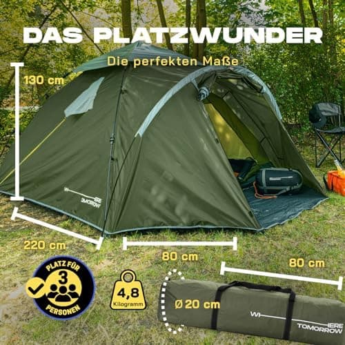 Lumaland Pop Up Zelt Grün | Wasserdicht & Windfest | Ideal für Familie mit 3-4 Personen | Camping, Festival & Reise | Ul