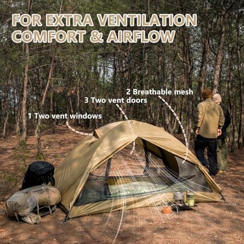 BISINNA 2-Personen-Trekkingzelt | Ultraleicht Wasserdicht & Winddicht | Ideal für Camping & Wandern, beeindruckender Bli