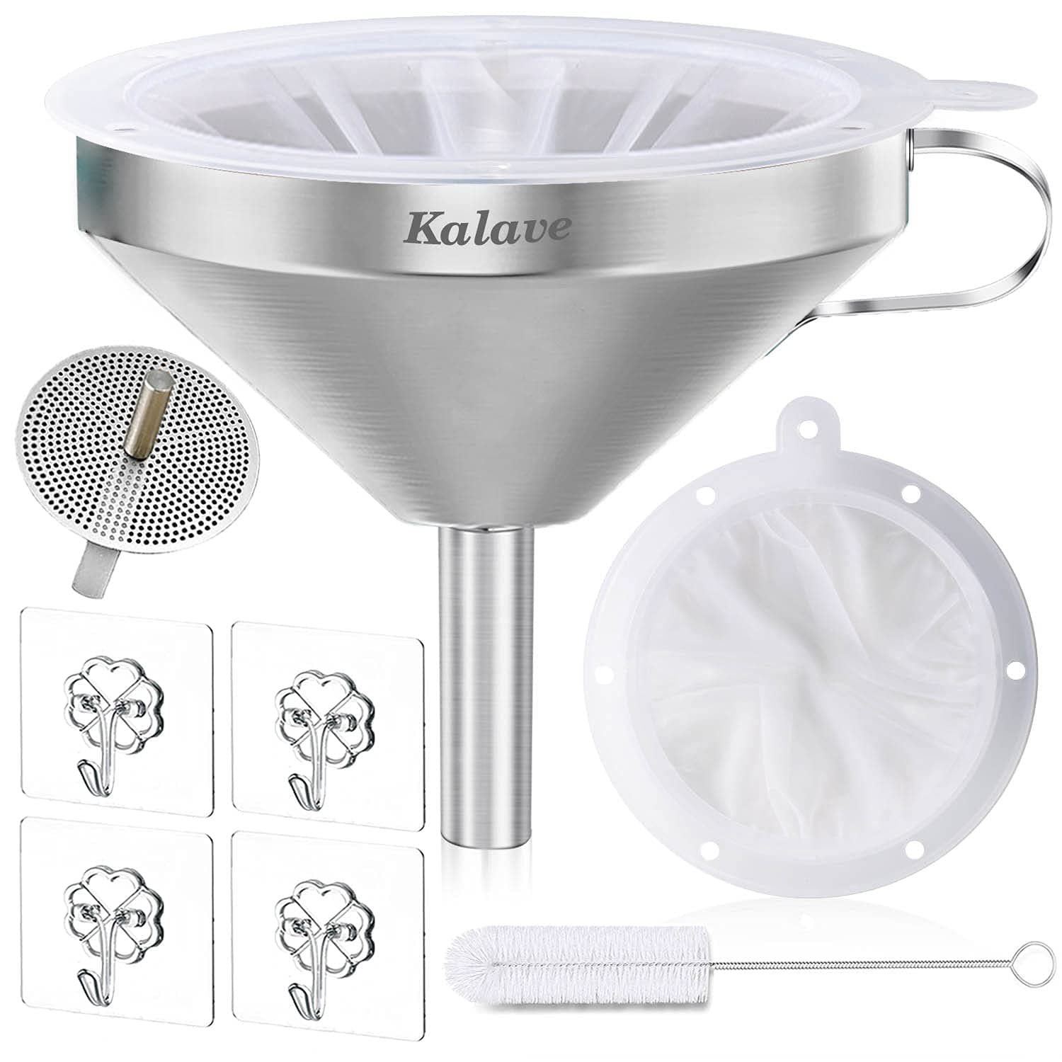 Kalave Lebensmittelqualität Edelstahl Trichter 13cm 200 Mesh Filter für Öle und Saft Küchenaccessoire