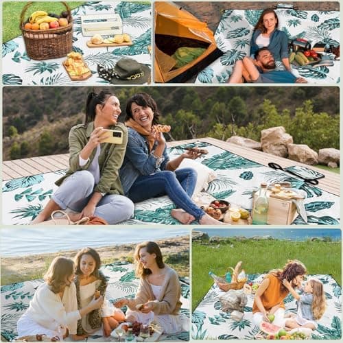 HAUSPROFI wasserdichte Picknickdecke, maschinenwaschbar und faltbar, ideal für Camping, Strand und Park - große 200 x 20