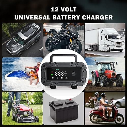 K FZ Batterieladegerät 12V/24V 20A, Vollautomatisches Intelligentes Ladegerät, LCD-Bildschirm für Auto, Motorrad, LKW, R