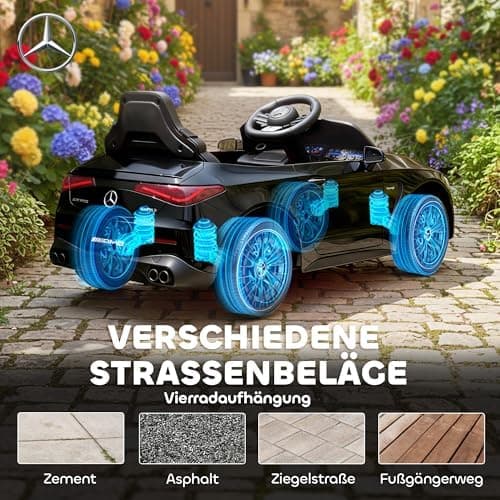 AIYAPLAY Kinder Elektroauto Mercedes-AMG Grau fuht mit Musik & Lichterkranz für 3-6 Jahre