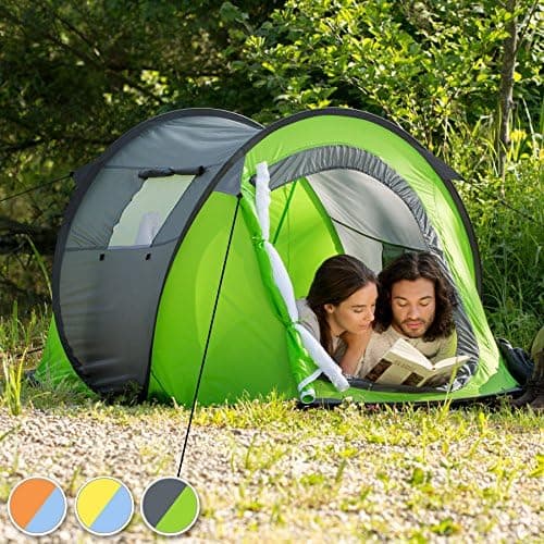 tectake® Wasserdichtes Pop Up Zelt für 2 Personen - kleines Packmaß - als Angelzelt und Windschutz am Strand