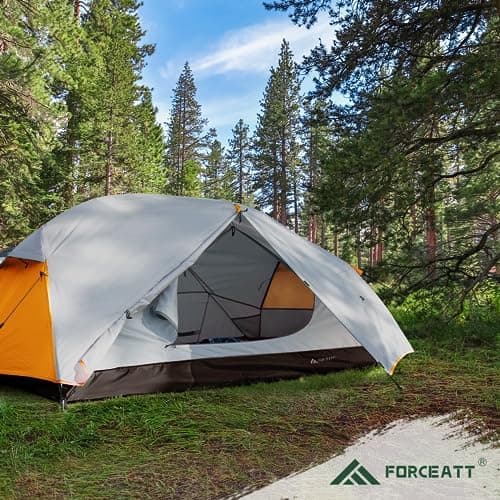 Forceatt 2-3 Personen Zelt, Wasserdicht & Winddicht, 2-Door Ultraleichte Rucksack Zelt für Camping und Outdooraktivitäte