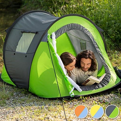 tectake® Wasserdichtes Pop Up Zelt für 2 Personen - kleines Packmaß - als Angelzelt und Windschutz am Strand