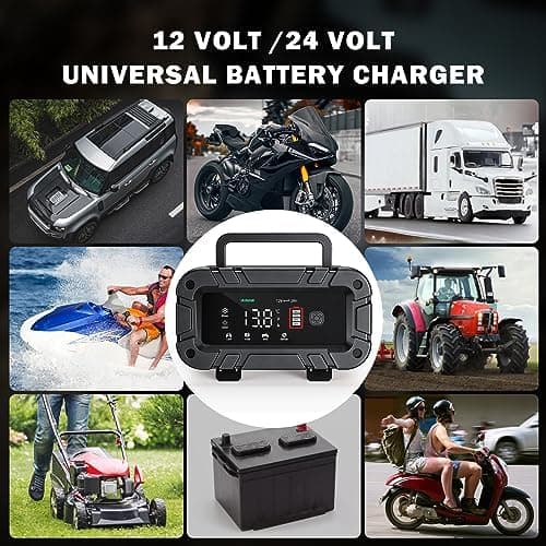 K FZ Batterieladegerät 12V/24V 20A, Vollautomatisches Intelligentes Ladegerät, LCD-Bildschirm für Auto, Motorrad, LKW, R