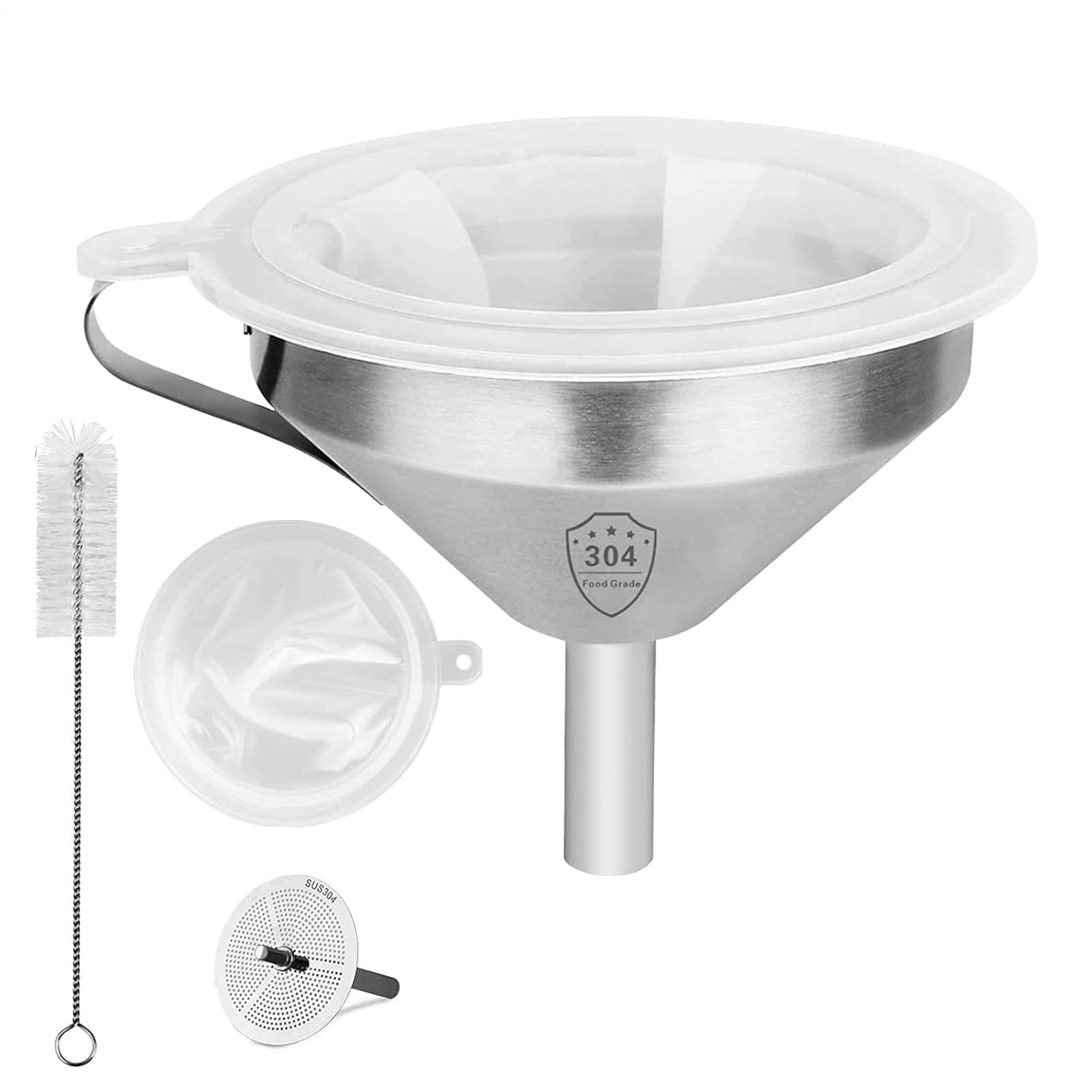 Edelstahl Trichter Set 4 Stück Für Küchenmänner Mit 13 Cm Trichter Abnehmbarer 200 Mesh Filter Edelstahlfilterelement Zu