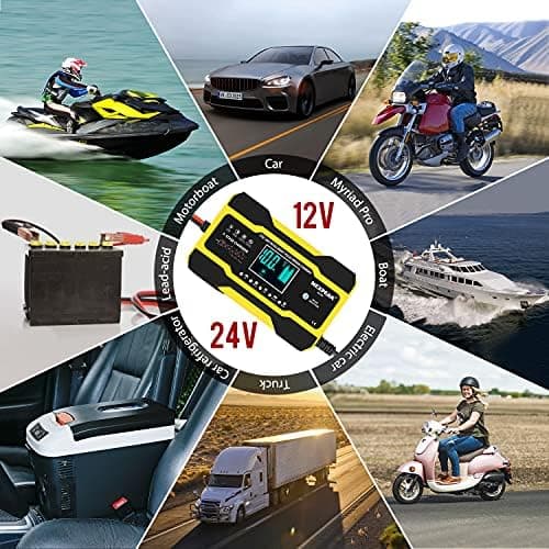 10A Autobatterie Ladegerät 12V/24V Smart vollautomatisch für Auto LKW Temperaturkompensation Rot
