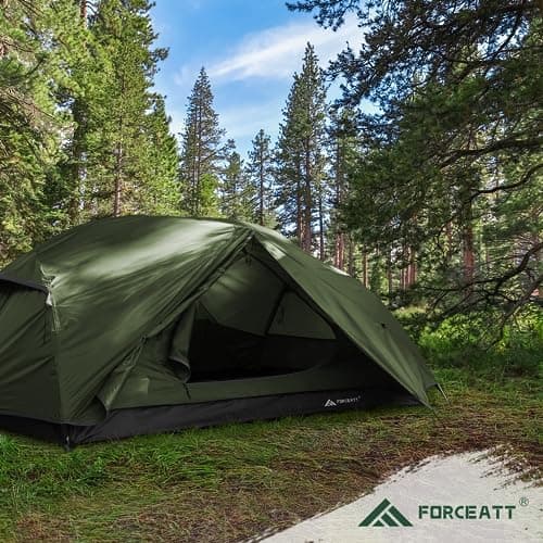 Forceatt 2-3 Personen Zelt, Wasserdicht & Winddicht, 2-Door Ultraleichte Rucksack Zelt für Camping und Outdooraktivitäte
