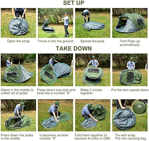 Night Cat Wasserdichtes Wurfzelt 2-4 Personen: Outdoor Sport Picknick Wandern Reise Zelt