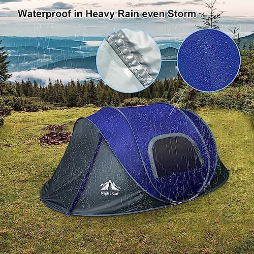 Night Cat Wasserdichtes Wurfzelt 2-4 Personen: Outdoor Sport Picknick Wandern Reise Zelt