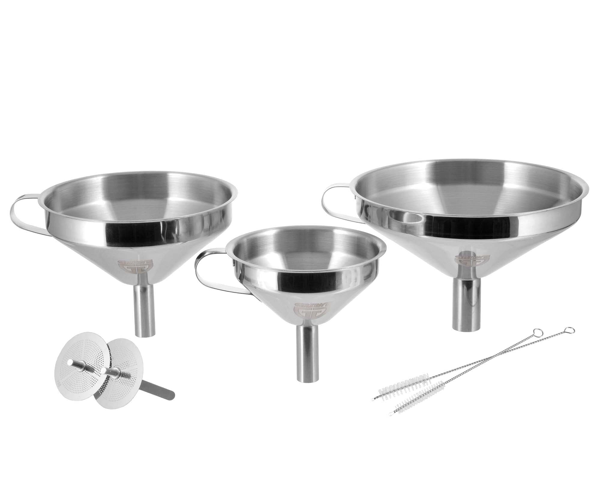 GRÄWE Trichter-Set - 3-teilig Edelstahl für Küchenprofi und Hobbyköche im Küchenbereich mit hygienischen und-dot seriali
