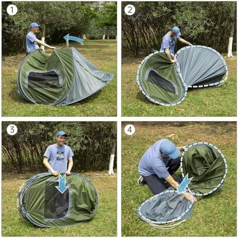 Night Cat Wasserdichtes Wurfzelt 2-4 Personen: Outdoor Sport Picknick Wandern Reise Zelt