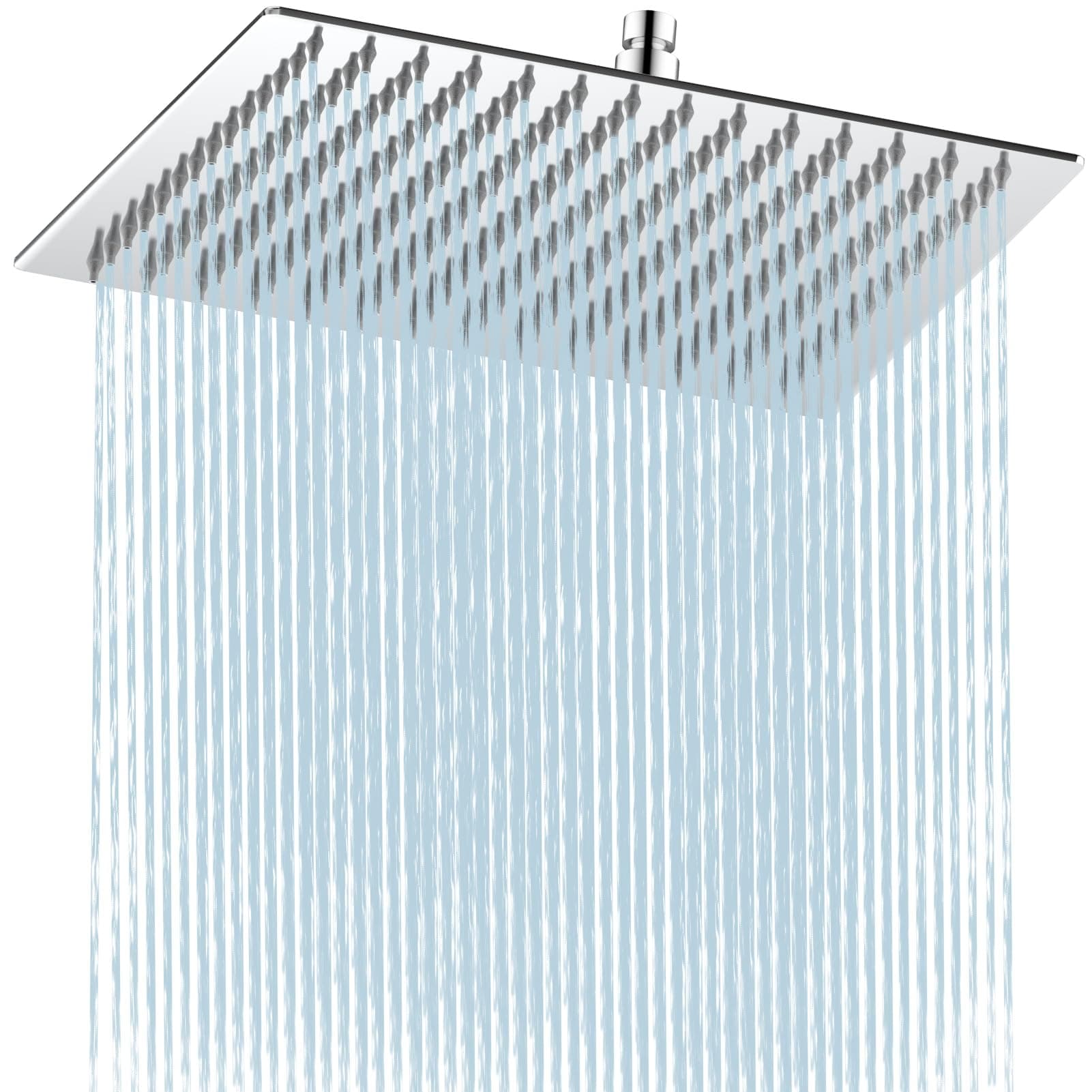 HAUSPROFI Wassersparender Antikalk-Duschkopf mit Edelstahl Düse, poliertes Chrome-Finish für Profis, 30 cm Quadratisch