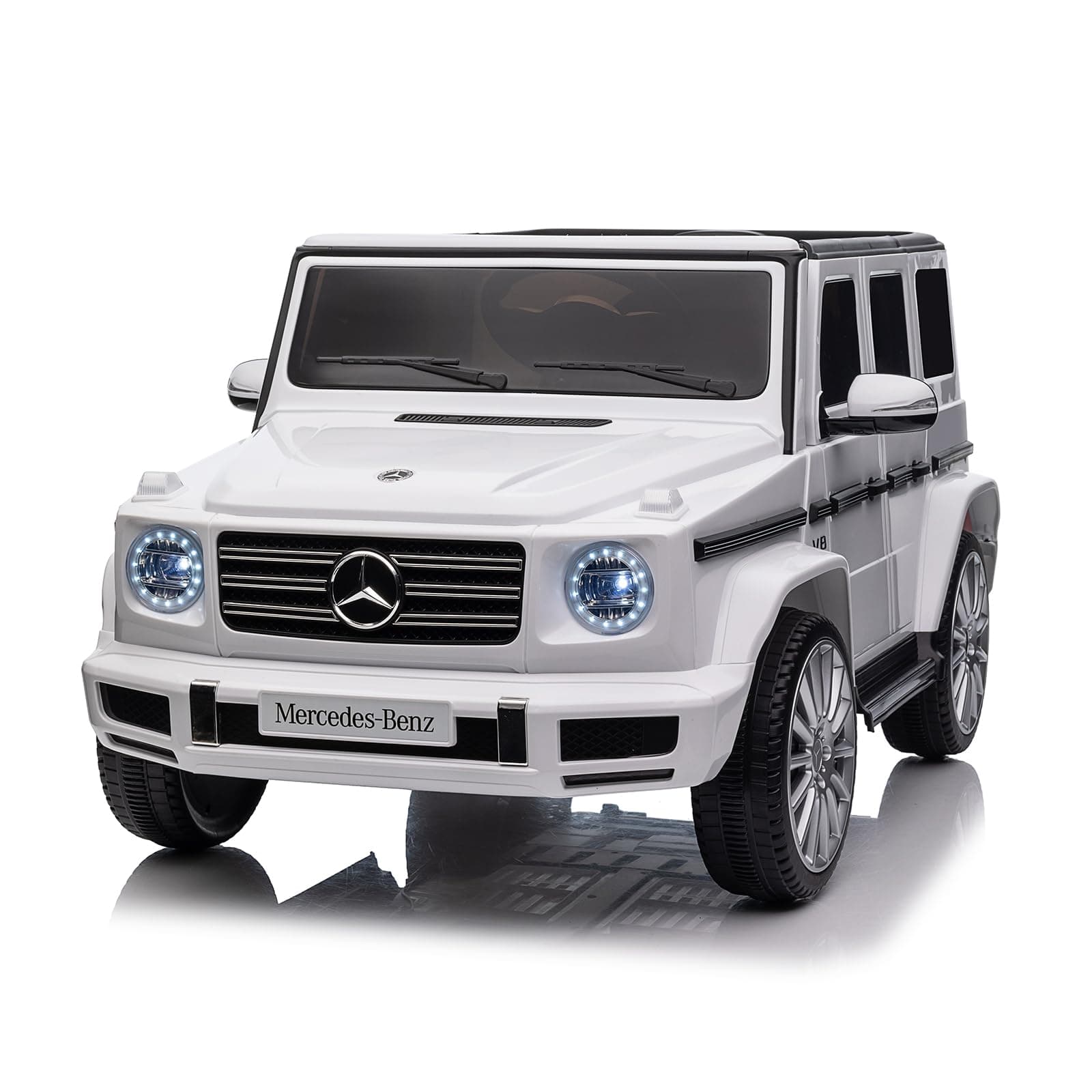 COSTWAY Mercedes Benz G500 Elektroauto für Kinder - Elektrofahrzeug mit Fernsteuerung und LED-Lichtern (Weiß)  
COSTWAY