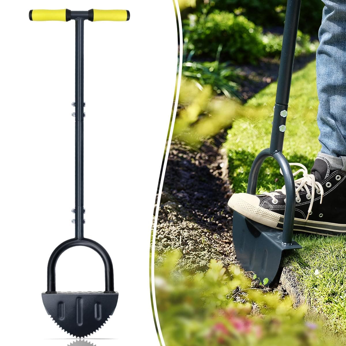 Colwelt Halbmond-Rasenkantenschneider 96 cm Langstieliges Kantenmesser für Rasenkanten mit T-Griff