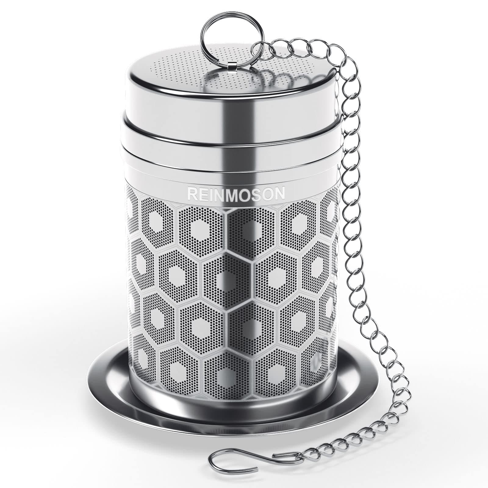 Reinmoson Edelstahl Teesieb für Schwarztee, Rooibos und Kräutertee – 3,8 x 5,6 cm extra feines Netz, 304 Edelstahl, fein
