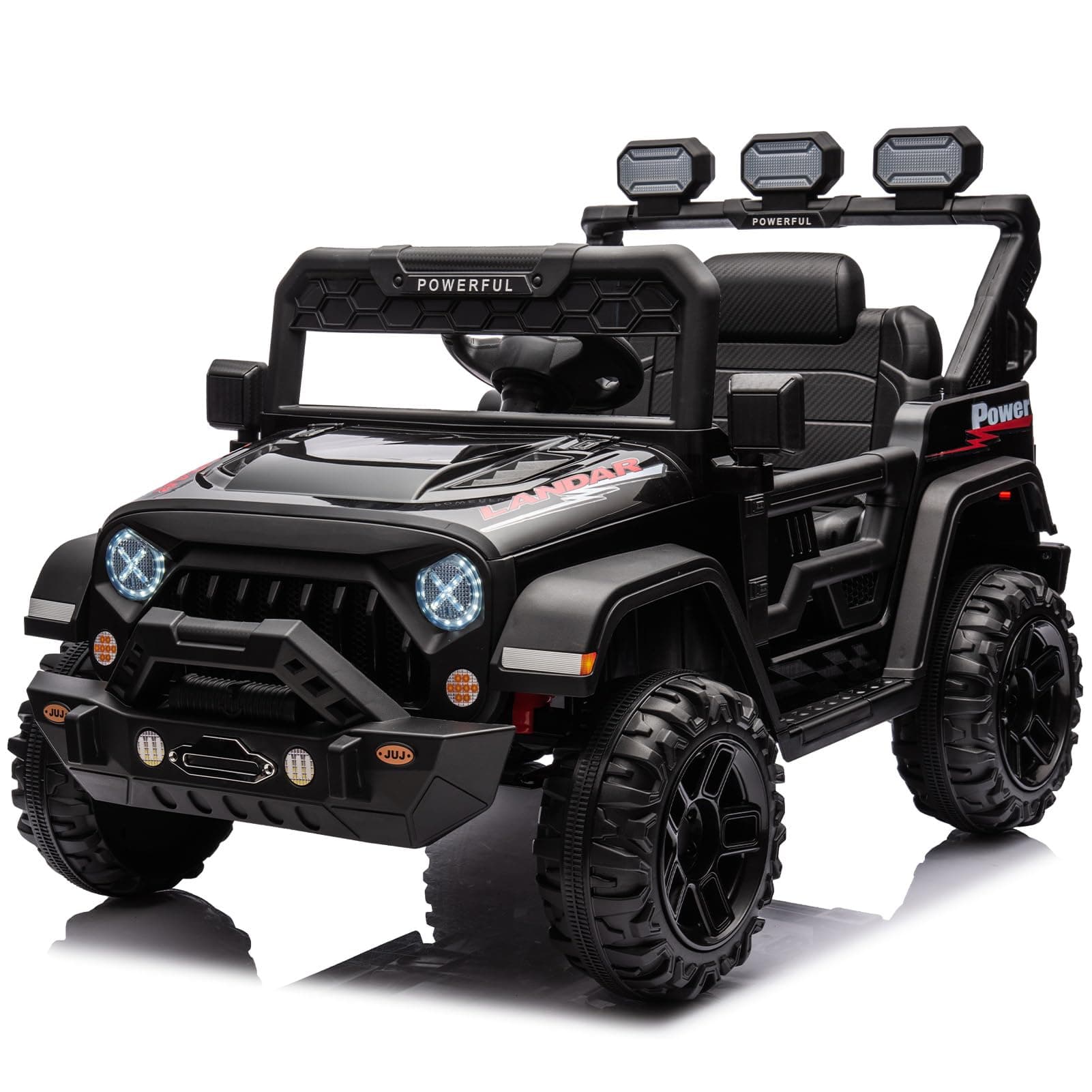 Kinder Elektroauto Schwarz mit Verbesserter Akku 12V 7AH und Sicherheitsgurten