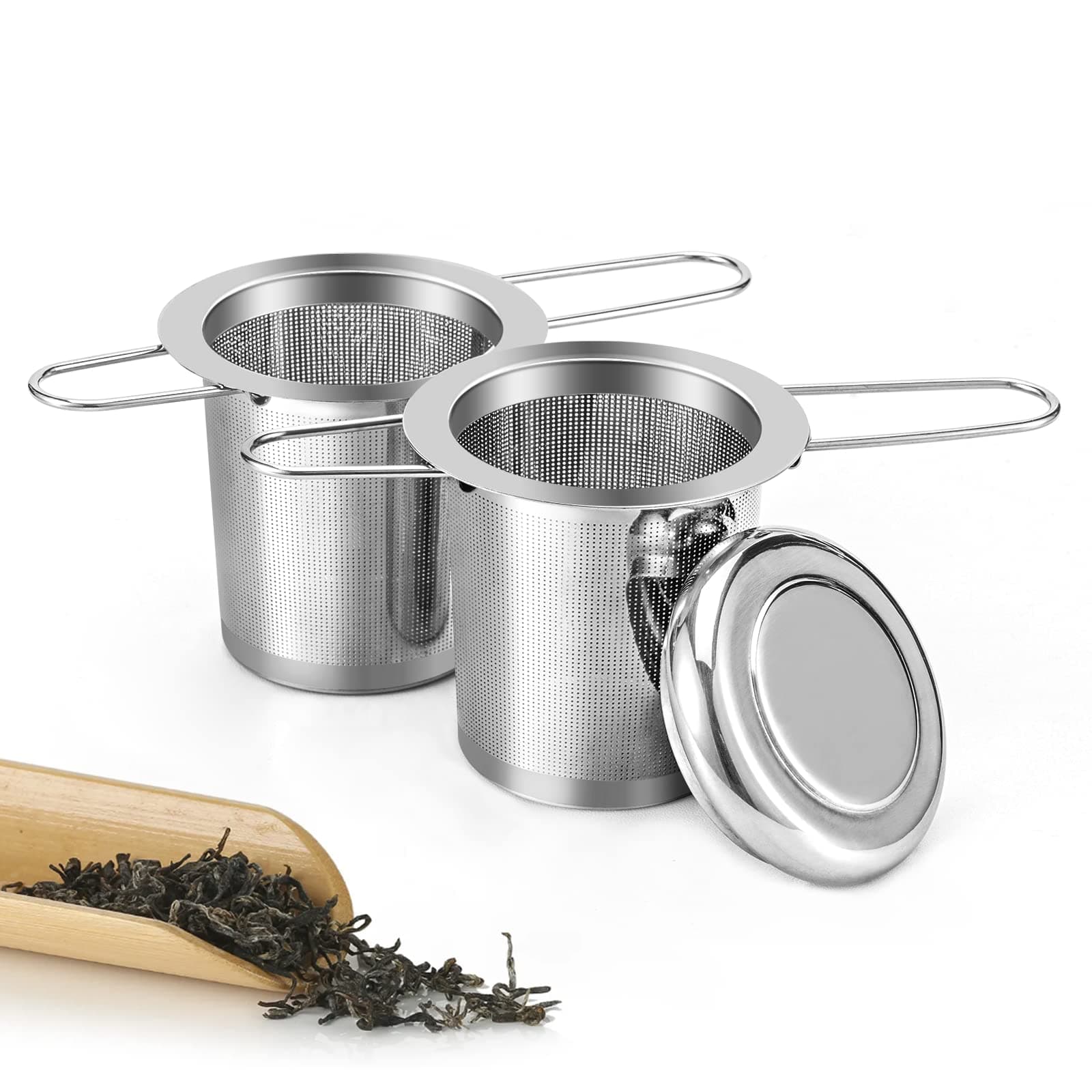 Teesieb 304 Rostfreies Edelstahl-Teefilter mit Faltbaren Grifffor Losen Tee UserID A-2PCS