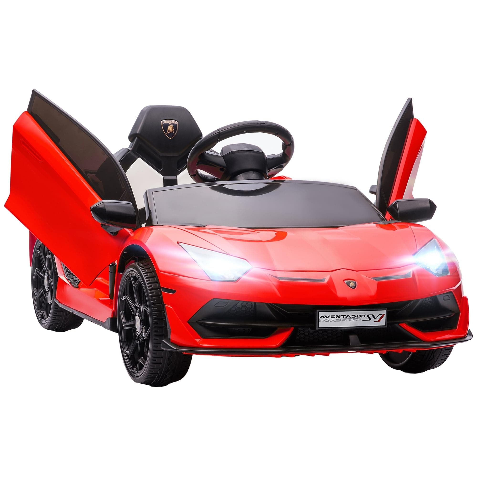 HOMCOM Kinder Elektroauto Lamborghini Aventador SVJ Roadster, 12V, MP3, Hupe, Musik, Sanftstart, 2 Motor, Fernbedienung,