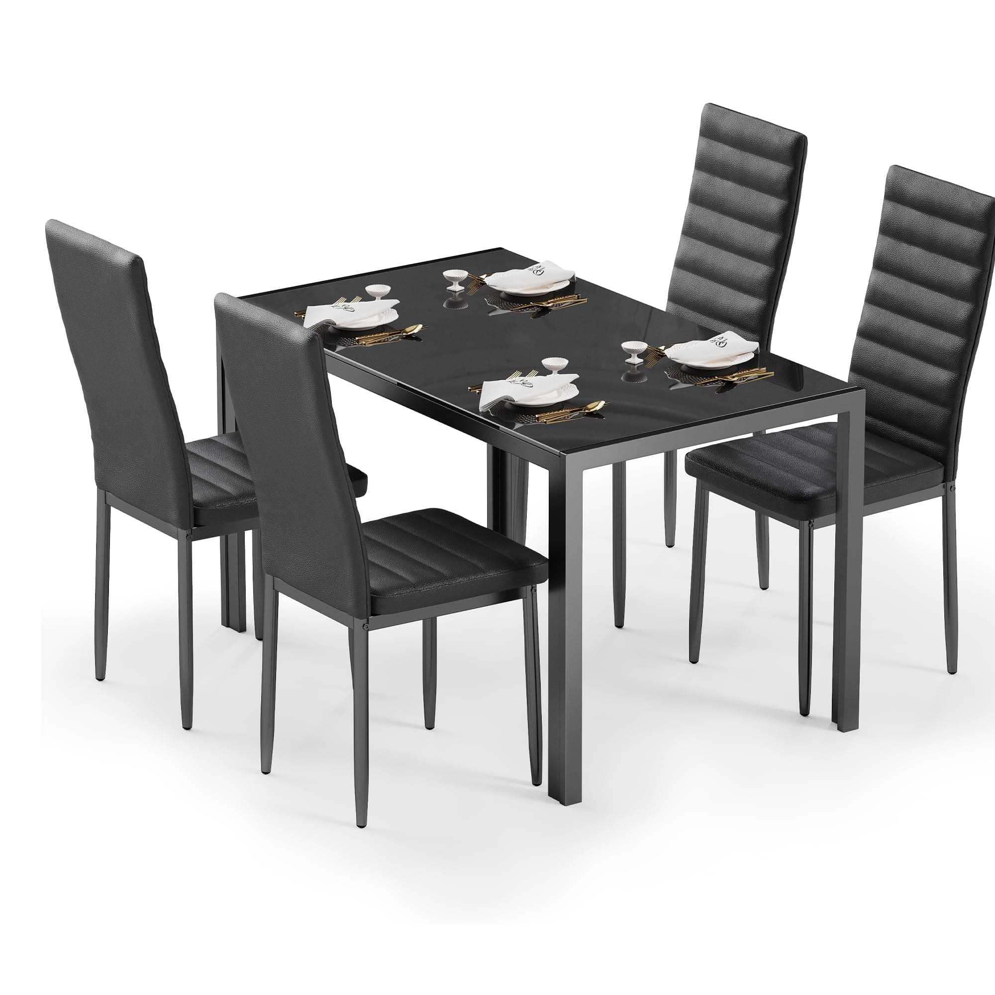 Bealife Esszimmer Set Esstisch 4 Stühle Schwarz