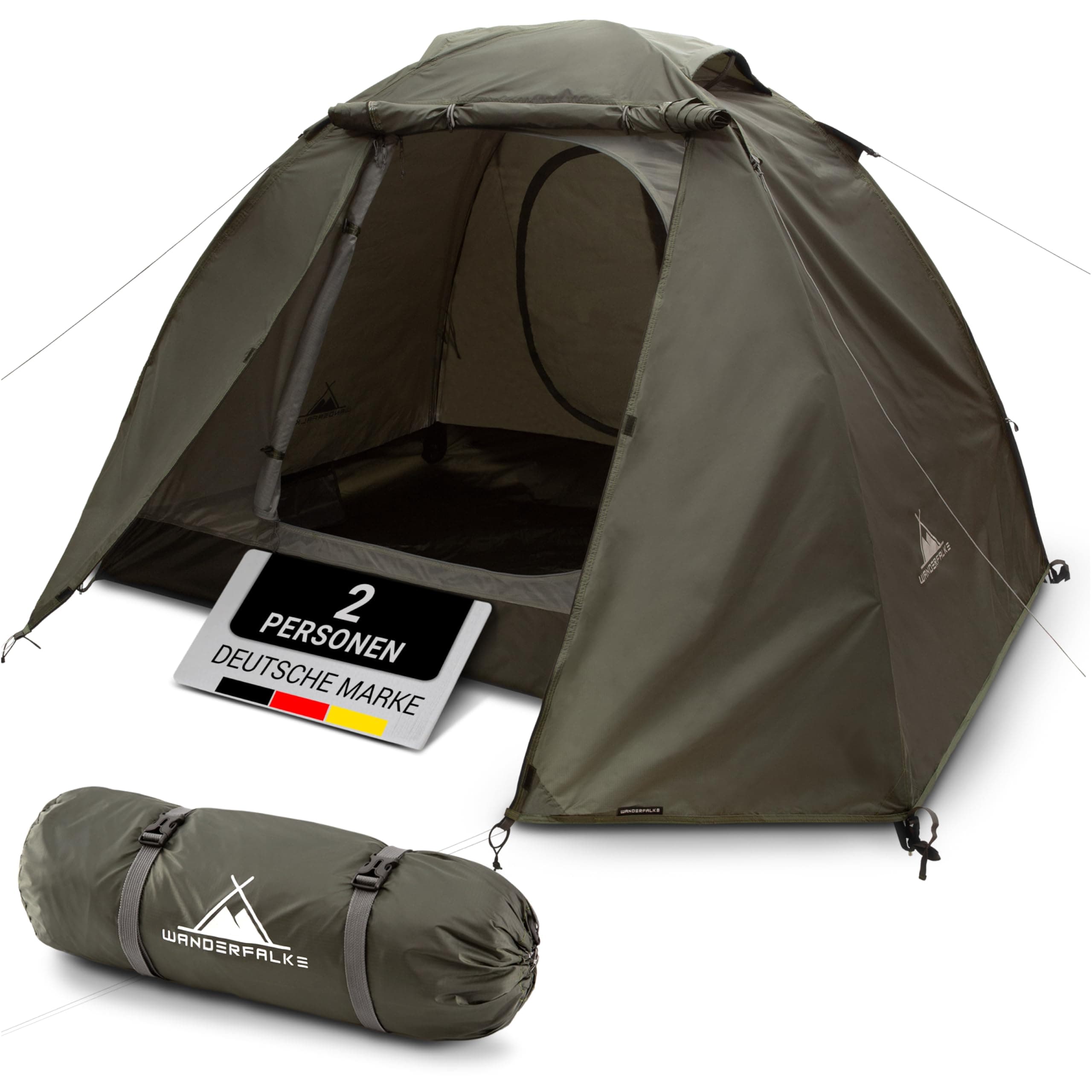 WANDERFALKE® 2-4 Personen Wasserdichtes Zelt |000mm, Ultraleicht & kleines Packmaß, Outdoor Zelte für Campen & Reisen