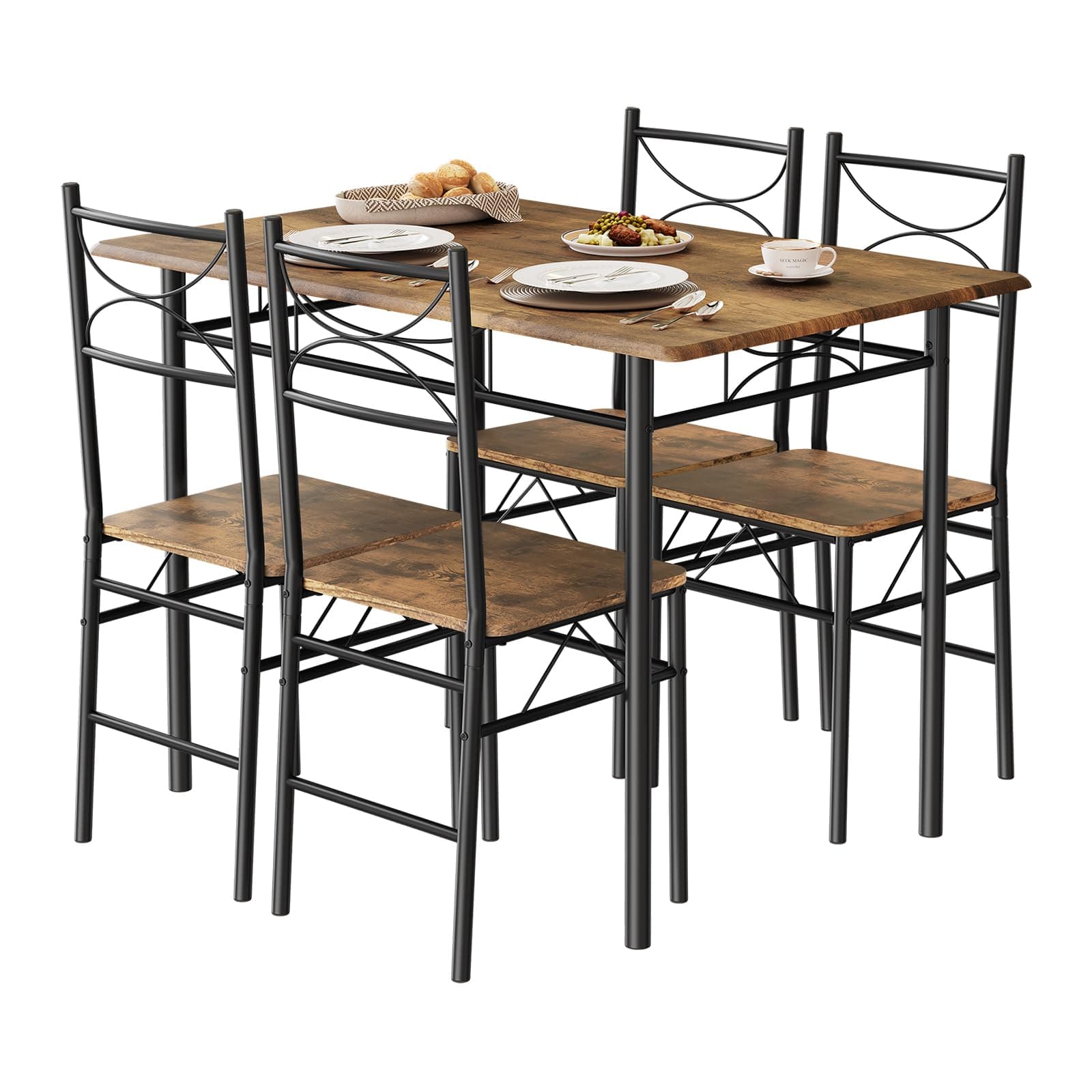 WOLTU Vintage Braun Küchentisch Set für 4 Personen
| WOLTU Vintage Braun Essgruppe Set mit 4 Stühlen
| WOLTU Vintage Br